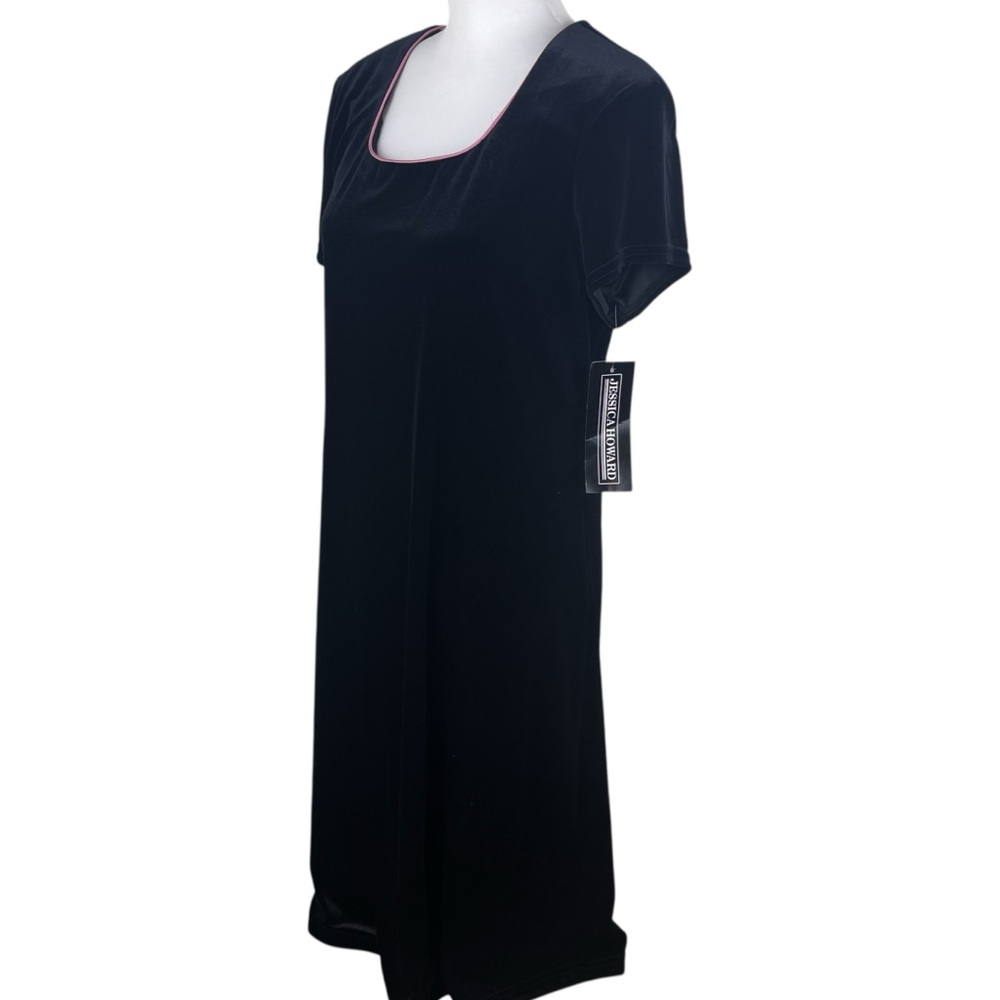 VTG NWT Jessica Howard Velour Black Short Sleeve Dress Size 14